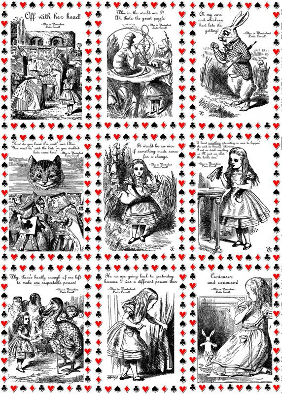 Rakuten - オリジナル 生地 不思議の国のアリス アリス生地 ブロックデザイン ハンドメイド素材 クラフト アップリケ