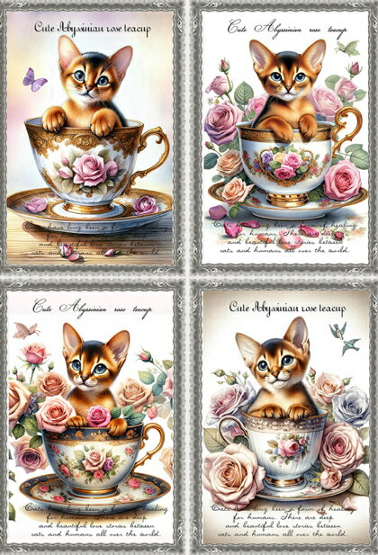 新入荷 オリジナル 生地 猫 猫柄 アビシニアンブロックデザ