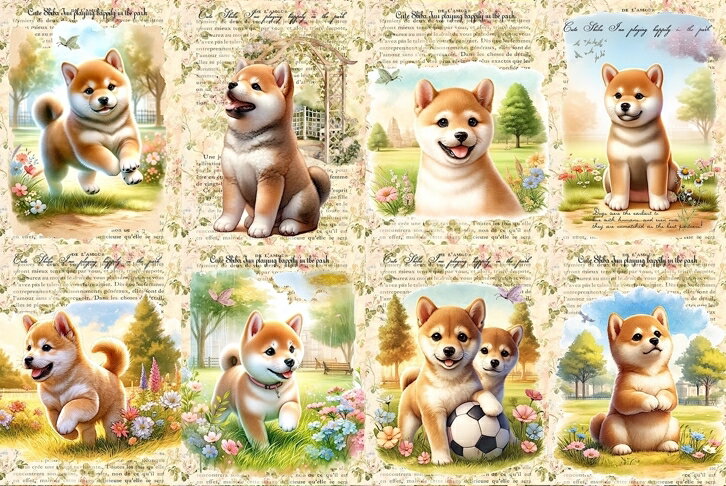 Rakuten - 新入荷 オリジナル 生地 柴犬 ブロックデザイン ハンドメイド素材 パネル生地