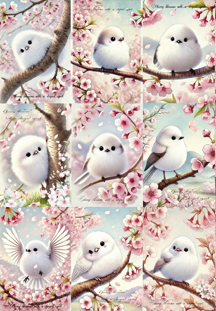 Rakuten - 新入荷 オリジナル 生地 鳥 シマエナガ パネル生地 ハンドメイド素材 クラフト パネル生地 シノワズリ