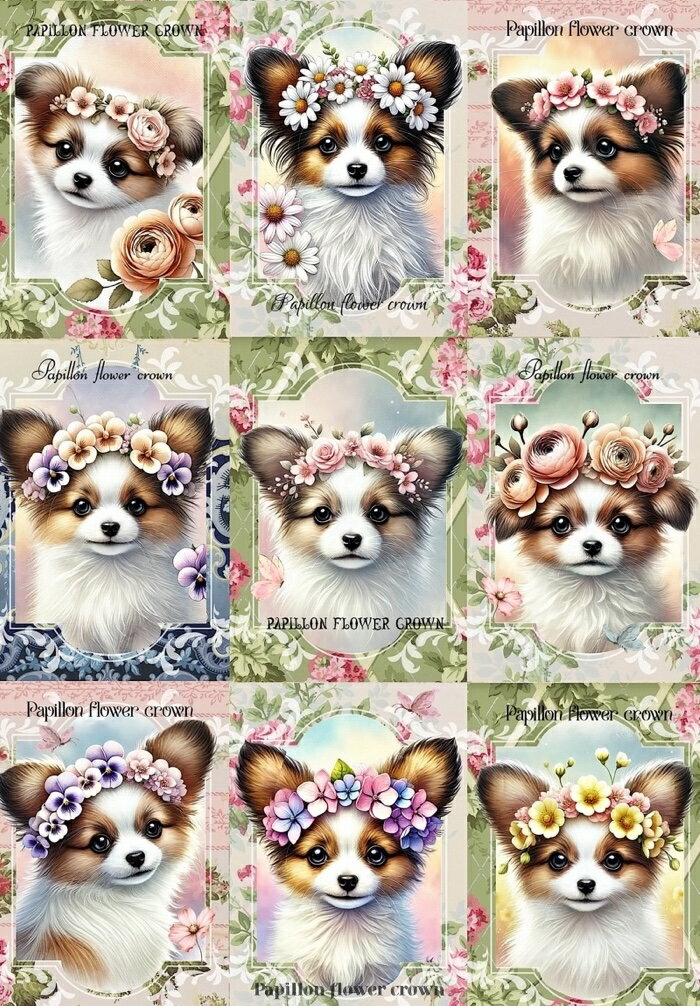Rakuten - 新入荷 オリジナル 生地 犬 パピヨン ブロックデザイン ハンドメイド素材 パネル生地