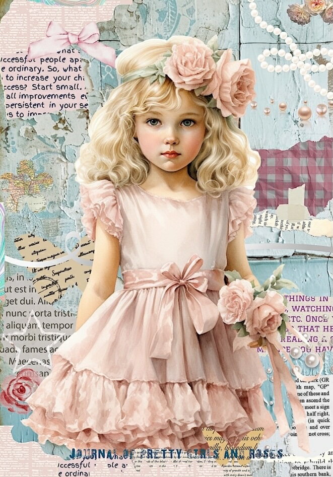 新入荷 オリジナル 生地フレンチスタイル パネル生地 ビンテージデザイン 女の子