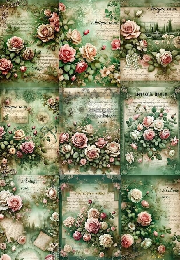 新入荷 オリジナル 生地フレンチスタイル パネル生地 ビンテージデザイン 薔薇 アンティークローズ