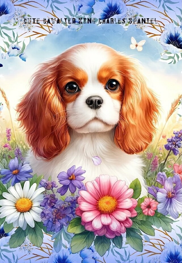 Rakuten - 新入荷 オリジナル 生地 犬 ブロックデザイン ハンドメイド素材 パネル生地 キャバリアキングチャールズスパニエル