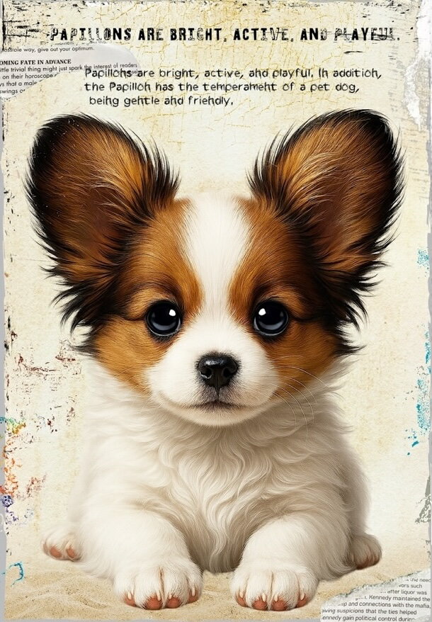 新入荷 オリジナル 生地 犬 パピヨン ブロックデザイン ハンドメイド素材 パネル生地