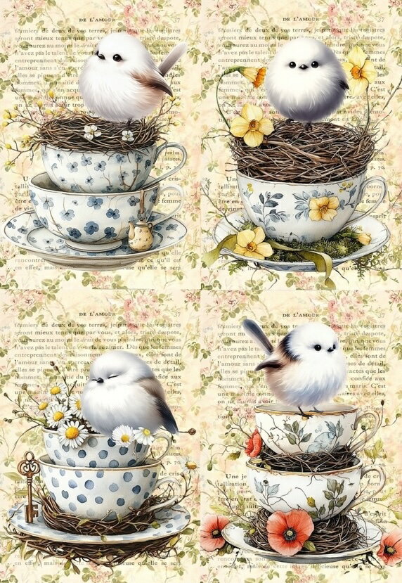 Rakuten - 新入荷 オリジナル 生地 鳥 シマエナガ パネル生地 ハンドメイド素材 クラフト パネル生地 シノワズリ