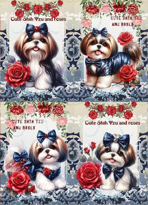 Rakuten - 新入荷 オリジナル 生地 犬 シーズー ブロックデザイン ハンドメイド素材 パネル生地