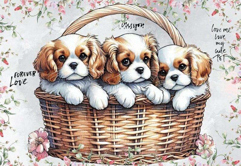 Rakuten - 新入荷 オリジナル 生地 犬 ブロックデザイン ハンドメイド素材 パネル生地 キャバリアキングチャールズスパニエル