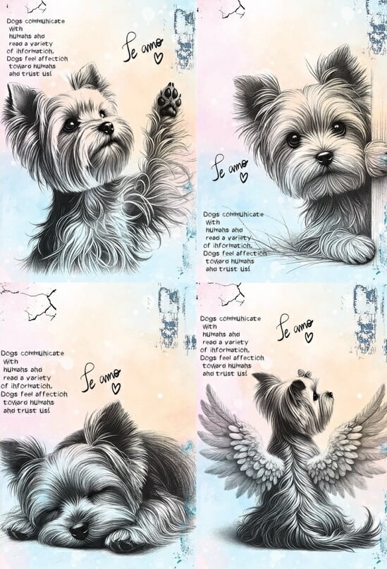 新入荷 オリジナル 生地 ヨーキー ヨークシャテリア ブロックデザイン ハンドメイド素材 　パネル生地