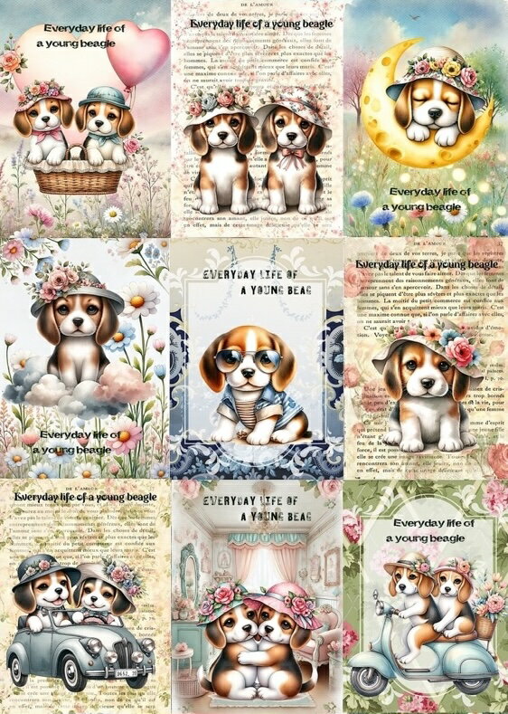 Rakuten - 新入荷 オリジナル 生地 犬 ビーグル ブロックデザイン ハンドメイド素材 クラフト アップリケ パネル生地