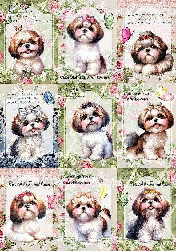 新入荷 オリジナル 生地 犬 シーズー ブロックデザイン ハンドメイド素材 パネル生地