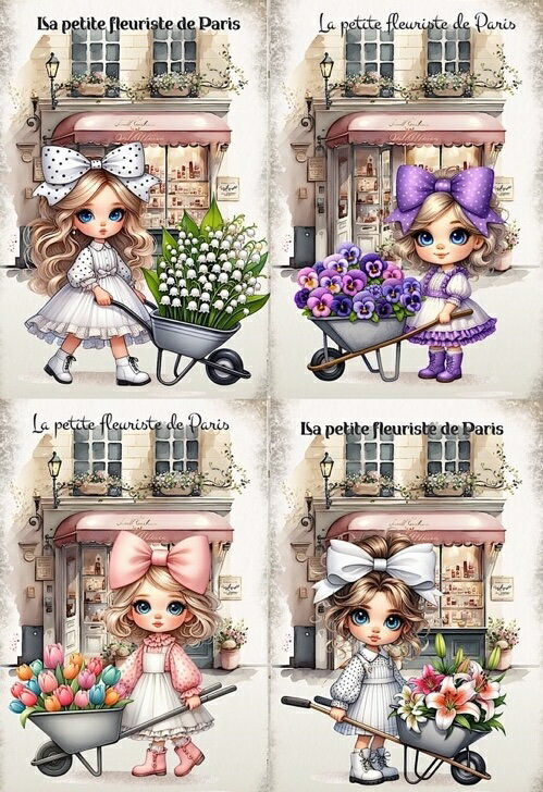 Rakuten - 新入荷 生地 ハンドメイド素材 パネル生地 ビンテージ女の子 花 パリ