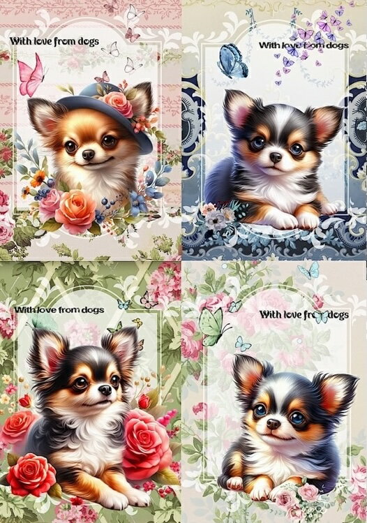 Rakuten - 新入荷 オリジナル 生地 犬 チワワ ブロックデザイン ハンドメイド素材 クラフト アップリケ パネル生地 チワワ