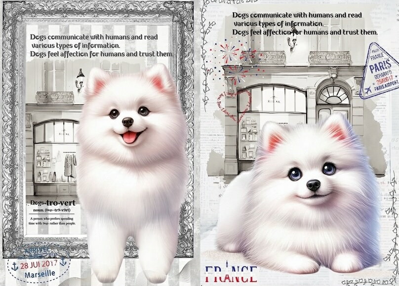 Rakuten - 新入荷 オリジナル 生地 犬 ポメラニアン ブロックデザイン ハンドメイド素材 クラフト アップリケ パネル生地