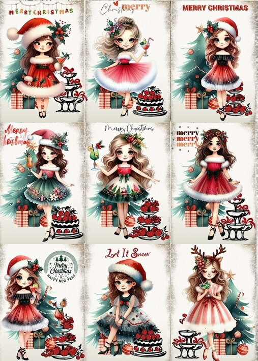 Rakuten - 新入荷 生地 ハンドメイド素材 パネル生地 ビンテージ女の子 花 パリ クリスマス