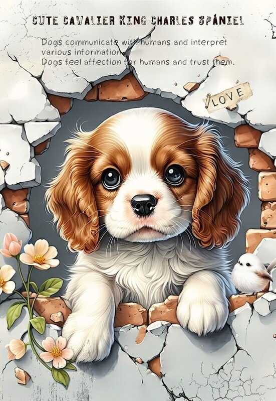 Rakuten - 新入荷 オリジナル 生地 犬 ブロックデザイン ハンドメイド素材 パネル生地 キャバリアキングチャールズスパニエル