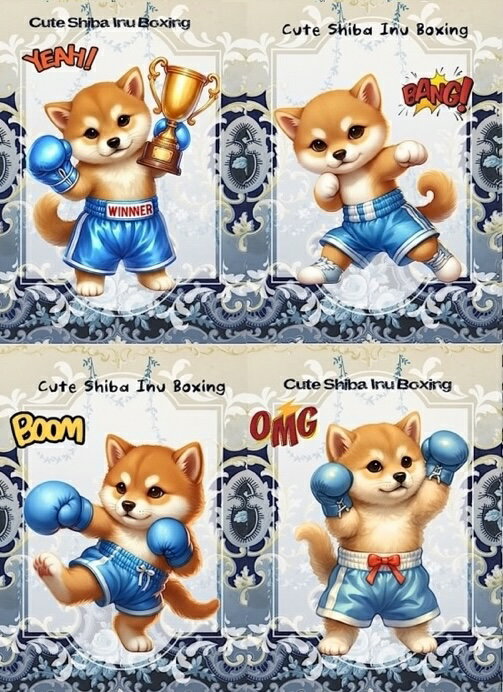 贴花补丁 - 新入荷 オリジナル 生地 柴犬 ブロックデザイン ハンドメイド素材 パネル生地
