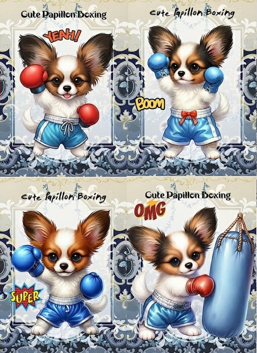 新入荷 オリジナル 生地 犬 パピヨン ブロックデザイン ハンドメイド素材 パネル生地