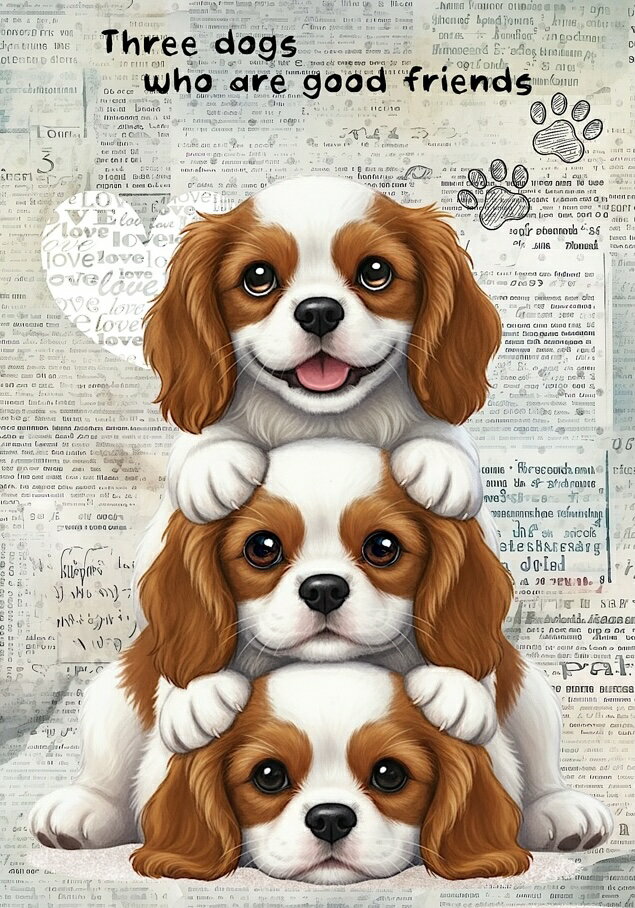 Rakuten - 新入荷 オリジナル 生地 犬 ブロックデザイン ハンドメイド素材 パネル生地 キャバリアキングチャールズスパニエル