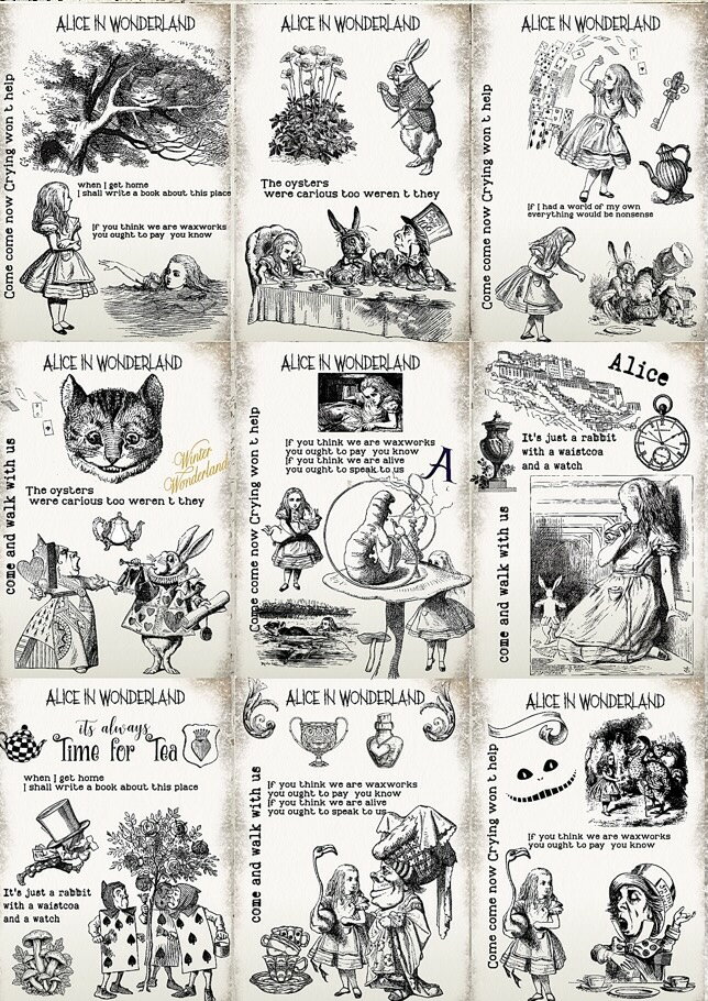 オリジナル 生地 不思議の国のアリス アリス生地 ブロックデザイン ハンドメイド素材 パネル生地