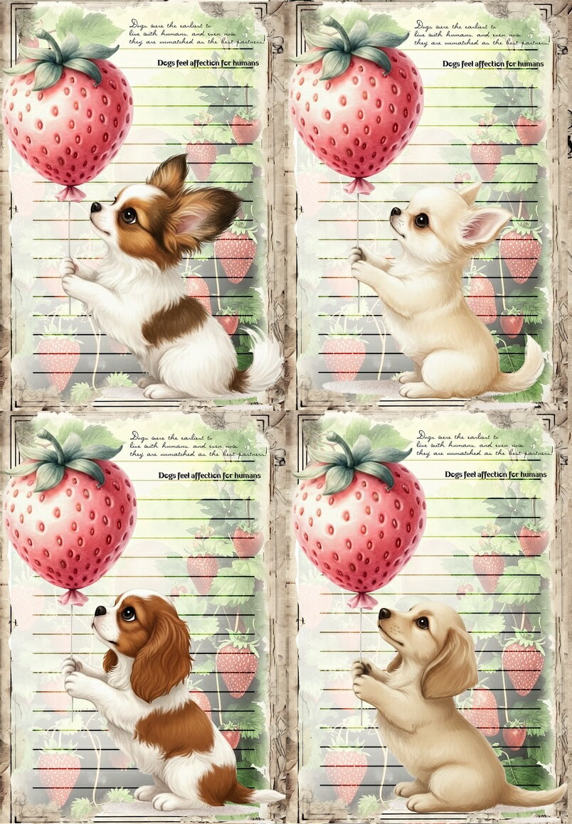 Rakuten - パネル生地 犬 チワワ パピヨン マルチーズ 苺 キャバリアキングチャールズスパニエル ミニチュアダックスフンド