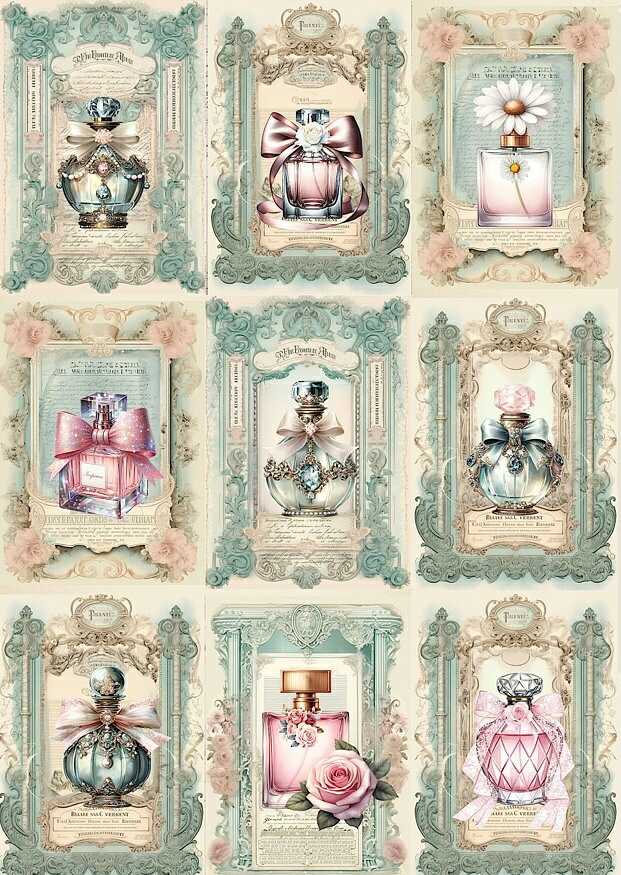 新入荷 オリジナル 生地フレンチスタイル パネル生地 レトロ ビンテー香水瓶 パフュームボトル