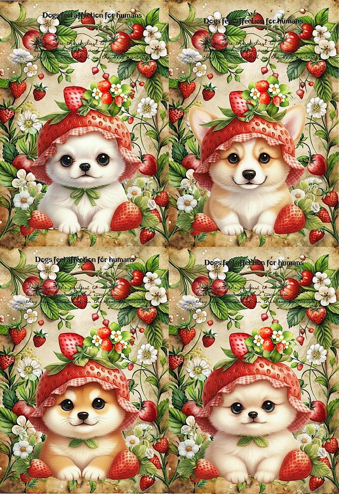 新入荷 パネル生地 犬 苺 チワワ ポメラニアン コーギー 柴犬