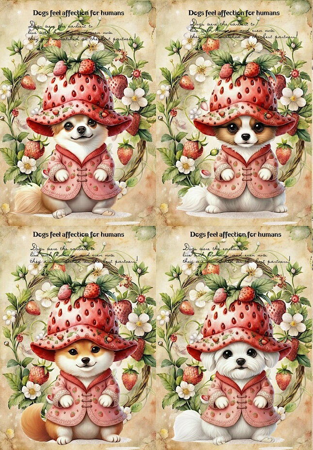新入荷 パネル生地 犬 苺 チワワ パピヨン 柴犬 マルチーズ