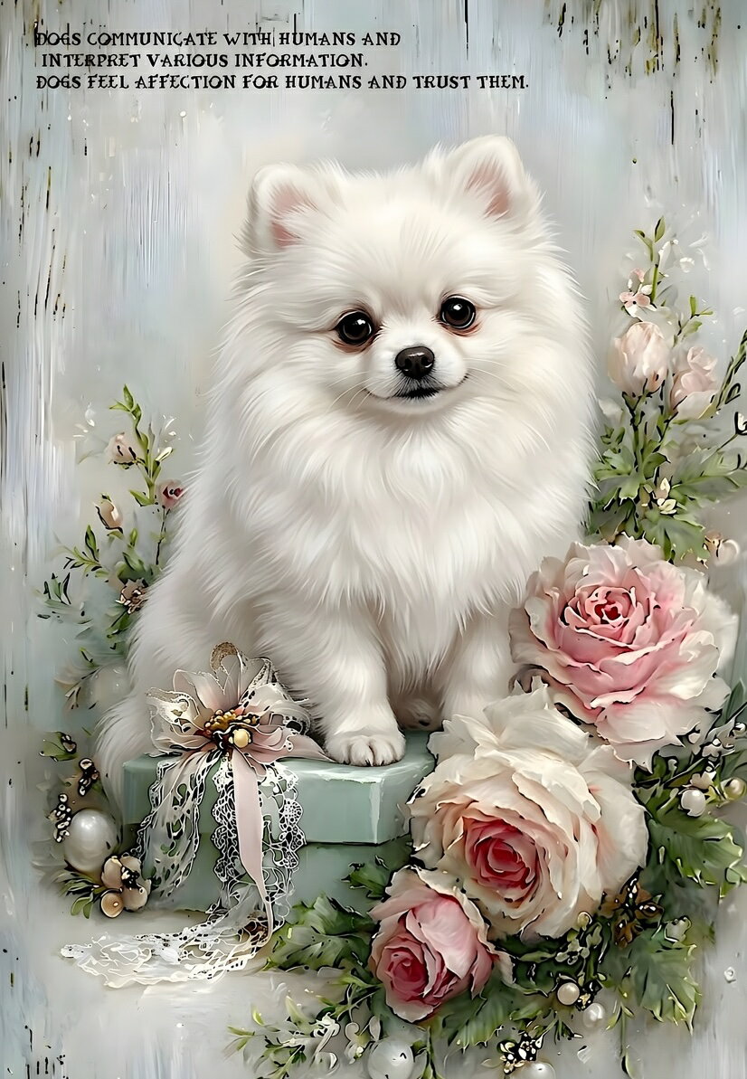 Rakuten - 新入荷 オリジナル 生地 犬 ポメラニアン ブロックデザイン ハンドメイド素材 パネル生地