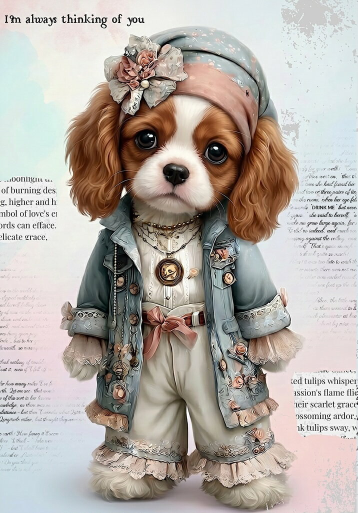 Rakuten - パネル生地 犬 キャバリアキングチャールズスパニエル