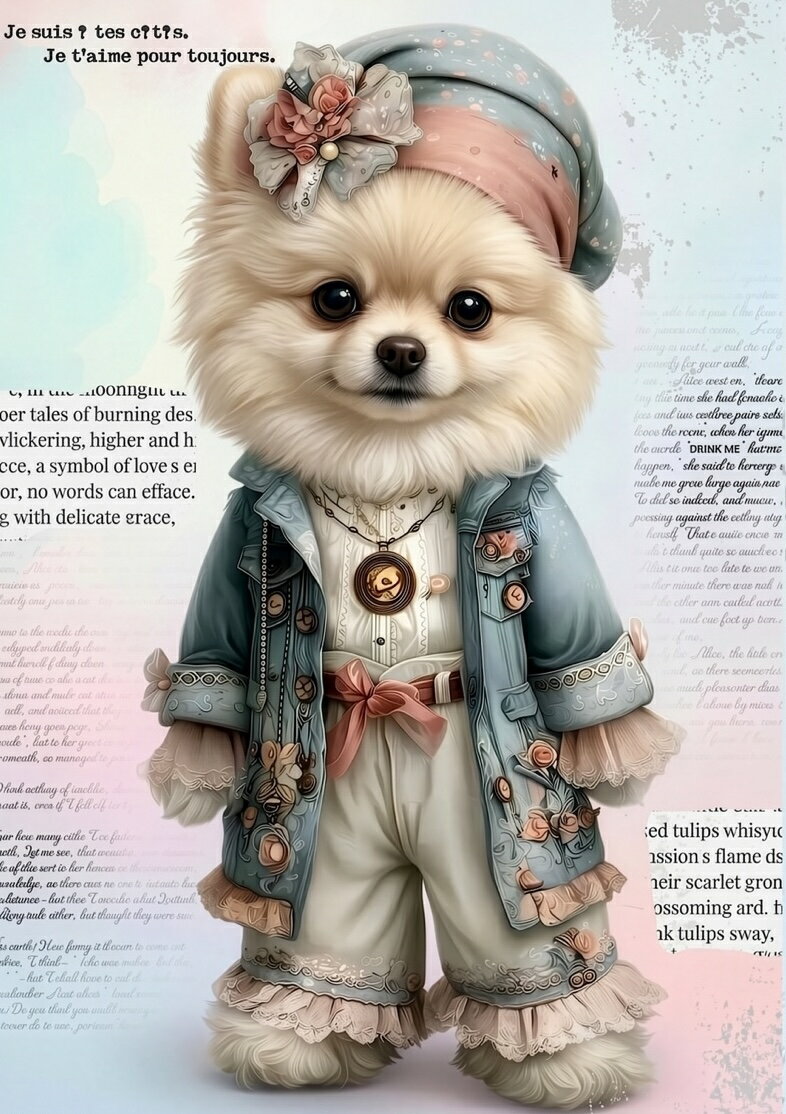 Rakuten - 新入荷 オリジナル 生地 犬 ポメラニアン ブロックデザイン ハンドメイド素材 パネル生地