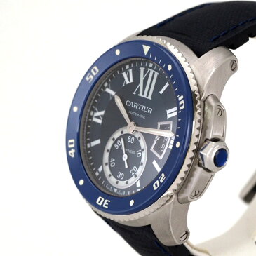 カルティエ CARTIER カリブル ドゥ カルティエ WSCA0010 スモールセコンド SS/ラバー オートマ ダイバー ブルー 【リッチタイム】【中古】