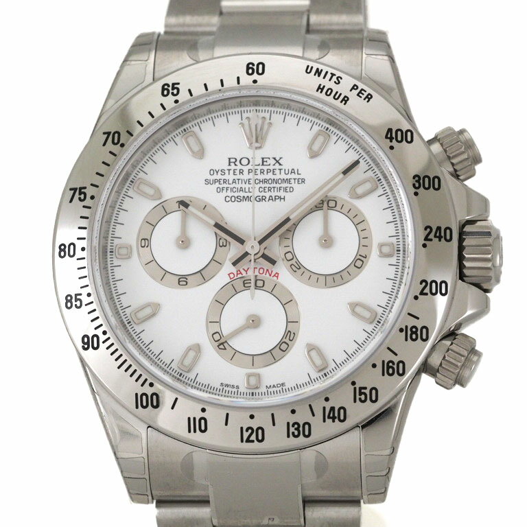 ロレックス　ROLEX　デイトナ　116520　クロノグラフ　SS　オートマ　白文字盤　梨地バックル　ランダム　【未使用】　【リッチタイム】【中古】