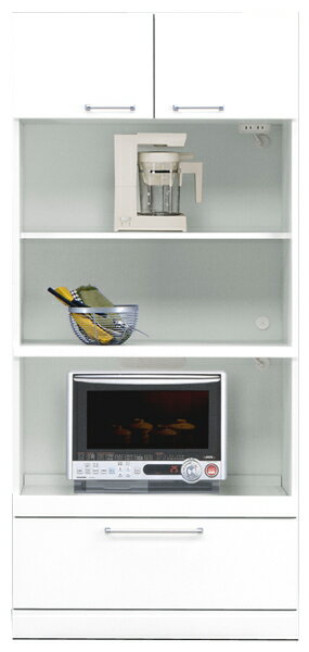 樂天商城 - 【マラソン期間中全品ポイント10倍】レンジ台 食器棚 レンジボード キッチンボード 幅80cm 高さ180cm モイス付き ハイタイプ キッチン収納 大容量 白 ホワイト 鏡面仕上げ シンプル 北欧 おしゃれ 木製 日本製 完成品 送料無料 【クリスタルシリーズ】
