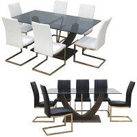 ガラステーブルダイニングテーブルセットダイニングセット7点6人掛け高さ72cm170×100大判長方形ハイバックチェアカンティレバーチェアクロムメッキ北欧モダンデザインおしゃれシンプルスタイリッシュ人気楽天家具通販送料無料