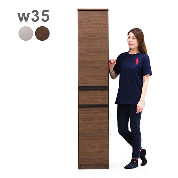 【初売り24H限定全品ポイント10倍】隙間収納 35cm キッチン 洗面所 収納 食器棚 スリム 薄型 冷蔵庫 横 引き出し すき間収納 すきま収納 脱衣所 収納 棚 ランドリー収納 ランドリーラック キッチンラック 白 ホワイト ブラウン おしゃれ 北欧 日本製 大川家具 一人暮らし