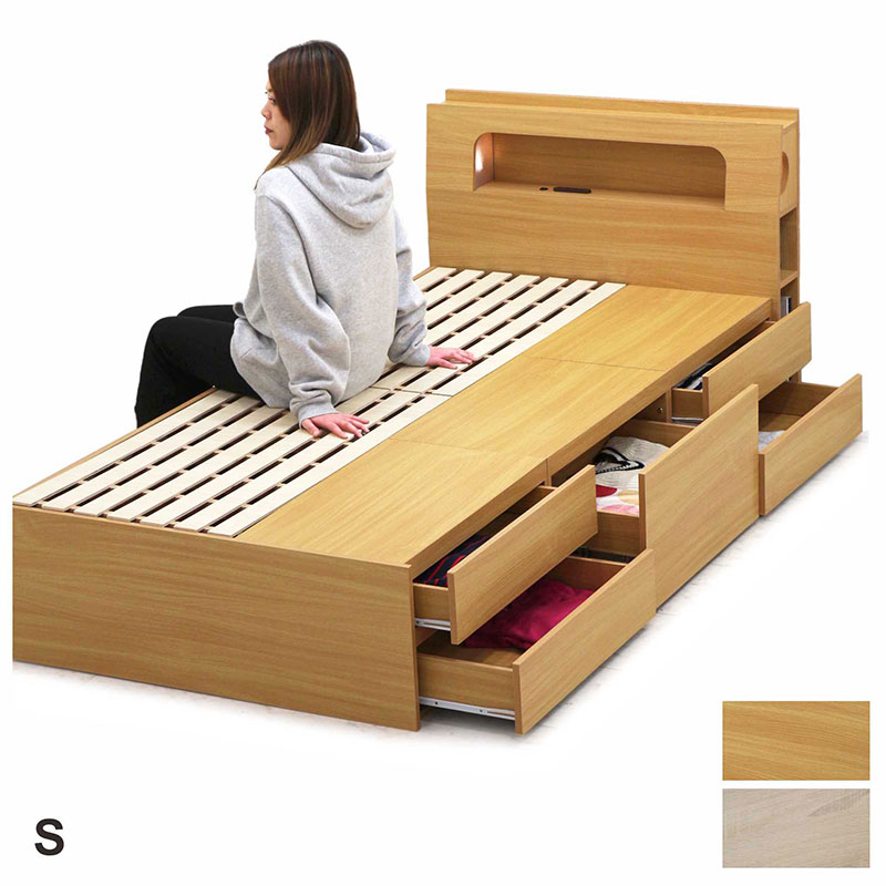 チェストベッド シングル ベッド 収納付き すのこ 白 収納ベッド 収納付きベッド 引き出し 5杯収 ...