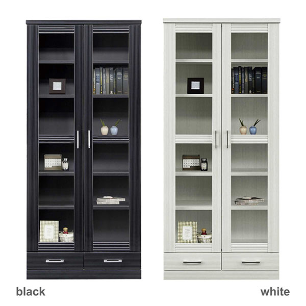 バーゲン 本棚 扉付 完成品 80幅 おしゃれ ホワイト ブラック 日本製 幅80 高さ180 書棚 書斎 コレクションラック ガラス扉 コレクションボード 子ども部屋 本収納 文庫本 収納家具 大容量収納 可動棚 シンプル 白 黒 引き出し 収納 クーポン発行 Speedmotorsbd Com