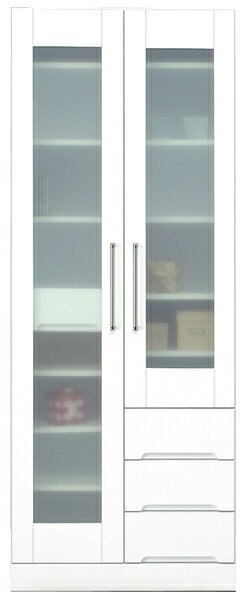 樂天商城 - 【マラソン期間中全品ポイント10倍】食器棚／幅70cm・キッチン マルチ収納 ハイタイプ／ホワイト【クリスタル】モダンな食器棚／鏡面仕上げのホワイト【国産】【モダンインテリア】【キッチン収納】