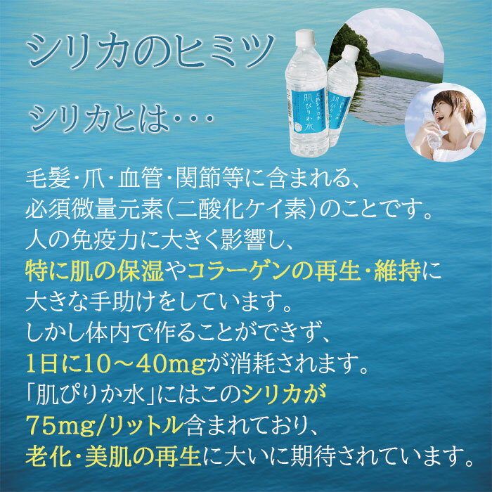 あす楽対応【天然シリカ水 肌ぴりか水 500ml×24本（1ケース）】【北海道・沖縄・離島への配送不可】ナチュラルミネラルウォーター 温泉水 軟水 シリカ水 ペットボトル 美容 モデル 珪素　シリカウォーター　ケイ素　天然温泉水　飲みやすい　美味しい　ミネラル成分 2