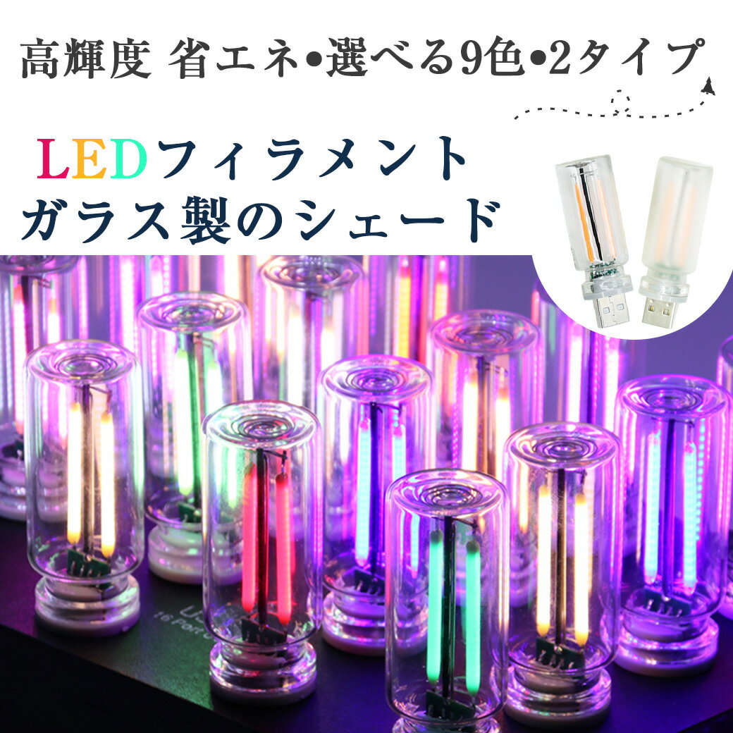 USB常夜灯 LEDライト タッチ式 無段階調光 LED電球 9色 フィラメントナイトライト ...