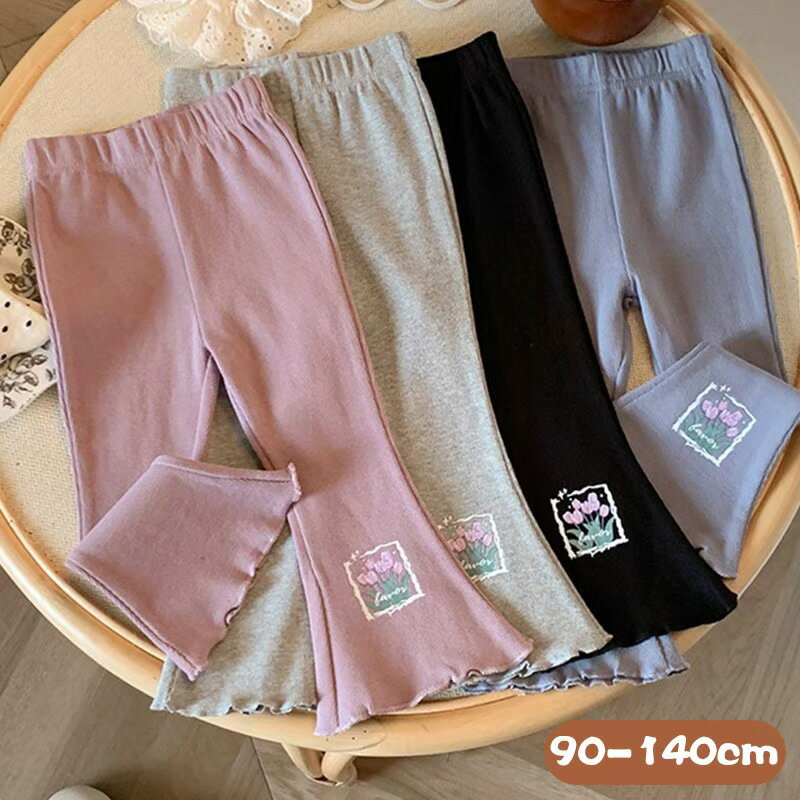Rakuten - 【P5+クーポン】rico collection フレアパンツ 女の子 レギンス 綿 コットン 無地 リブ 子供服 ロングパンツ 長ズボン スパッツ ボトムス リボン フリル キッズ レギパン ロング丈 ストレッチ 伸縮性 美脚 カジュアル スウェットパンツ 冬 防寒 保育園 小学生 普段着 通園