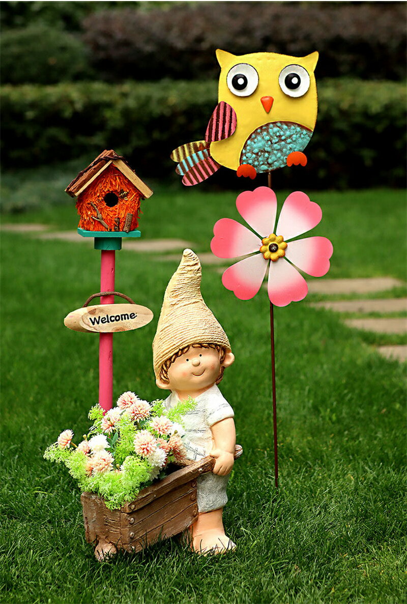 【即日発送】風車 オーナメント 庭 ガーデン ピック オブジェ アクセサリー デイジー プランター スチール 花 フクロウ 花壇 観葉植物 アイアン雑貨 インテリア エクステリア 装飾品 かわいい ガーデンピック フラワー ガーデニング用品 雑貨 置物