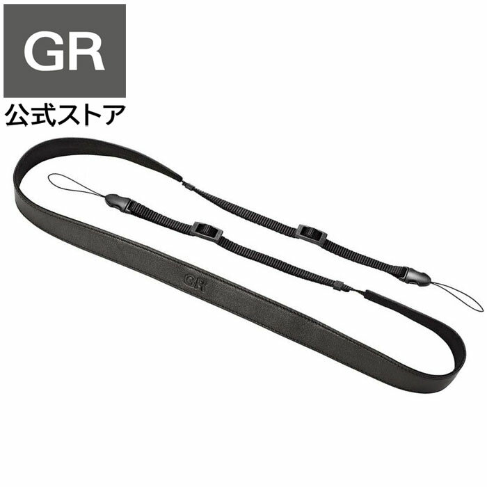 RICOH ネックストラップ GS-3 ブラック 【 2点吊りネックストラップ / 高級感のある本革製 / 「GR」の型押しロゴ入り / 対応機種：GR IIIx , GR III , GR II , GR】GS3 GR3x GR3 純正品 1