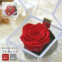 ■【送料無料のプリザ】プチプラキューブ 名前入りプリザーブドフラワー赤バラ(枯れないお花)<名入れ可能><プリザーブドフラワー 名前入り><お花 プレゼント><...