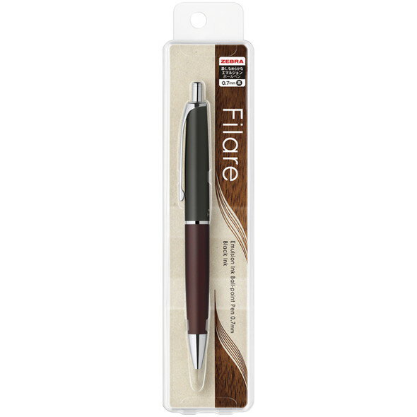 【ゼブラ】フィラーレウッドノック式　エマルジョンボールペン　0.7mm　軸色：ウッドブラック　（1本）　[P-BA76-WDBK]【2個まで追跡可能メール便対応可能】