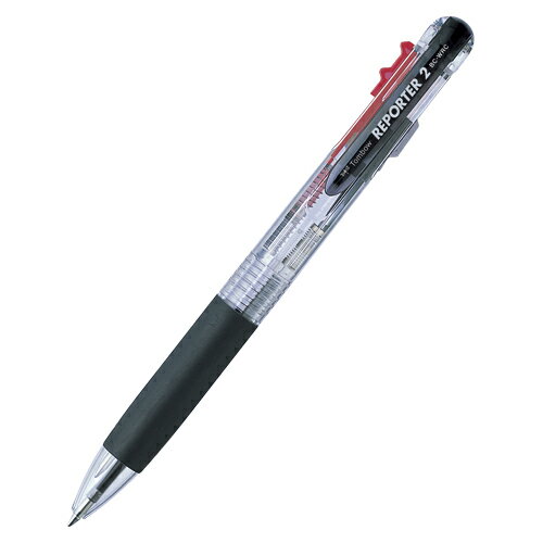 【トンボ鉛筆】リポーター2 2色ボールペン インク色：黒／赤 透明 1本 [BC-WRC20] 【10個までネコポス対応可能】