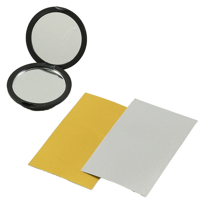 【アーテック】梨地象嵌調コンパクトミラー黒