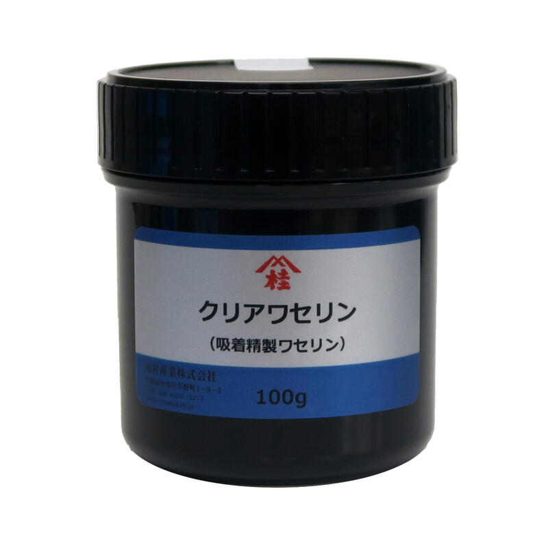 　■商品詳細 ●クローダ社「クロラータムV」を当社で小分けにしたものです。 「クロラータムV」 従来ワセリンのあらゆる問題点をクローダ独自の技術、カラム吸着精製で解消しているため、化粧品・医薬品に幅広い使用が可能な高性能ワセリンです。 【当社取扱い商品の融点】　55．7℃ ［メーカー］山桂産業株式会社 【ワセリン　シリーズリンク】 クリアワセリン（吸着精製ワセリン）　100g クリアワセリン（吸着精製ワセリン）　400g 白色ワセリン　100g 白色ワセリン　400g【ワセリン　シリーズリンク】 クリアワセリン（吸着精製ワセリン）　100g クリアワセリン（吸着精製ワセリン）　400g 白色ワセリン　100g 白色ワセリン　400g