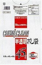 【ケース販売/ケミカルジャパン】CHEMI CLEAN　CT-102W　半透明ポリ袋・乳白色（45リットル）　30枚入×20冊